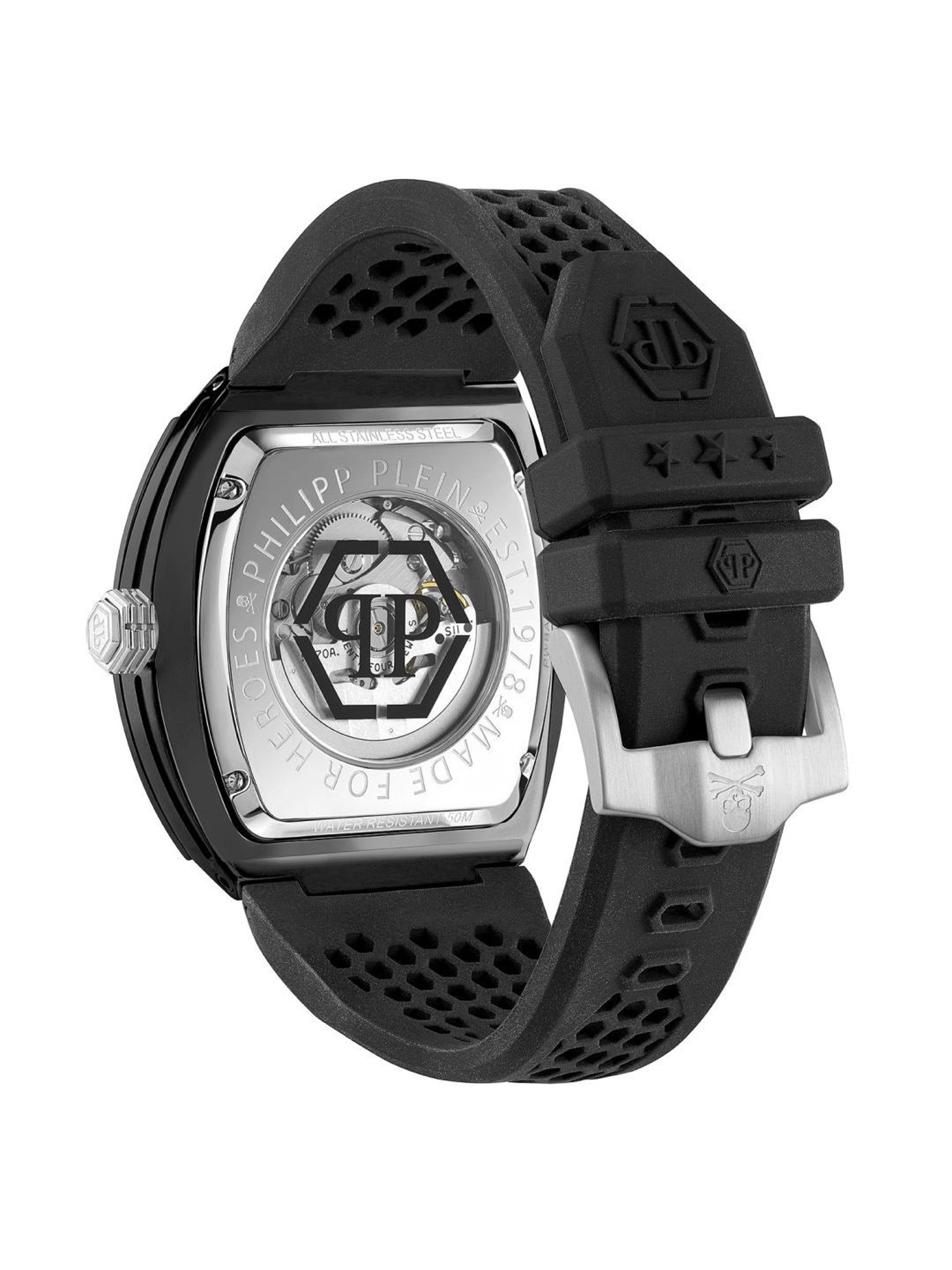 PHILIPP PLEIN The Skeleton Ecoceramic Men Black Rectangle Dial Analog Watch - PWVBA0423