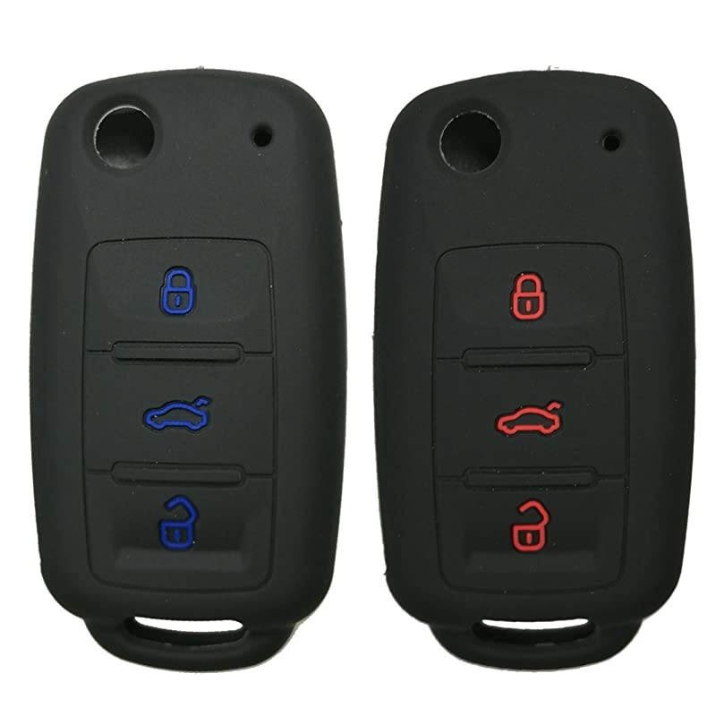 2Pcs  Silicone Flip Key Fob Skin Cover Case Protector Keyless Jacket Remote Holder for VW Volkswagen Jetta GTI Passat Golf Tiguan Touareg Beetle