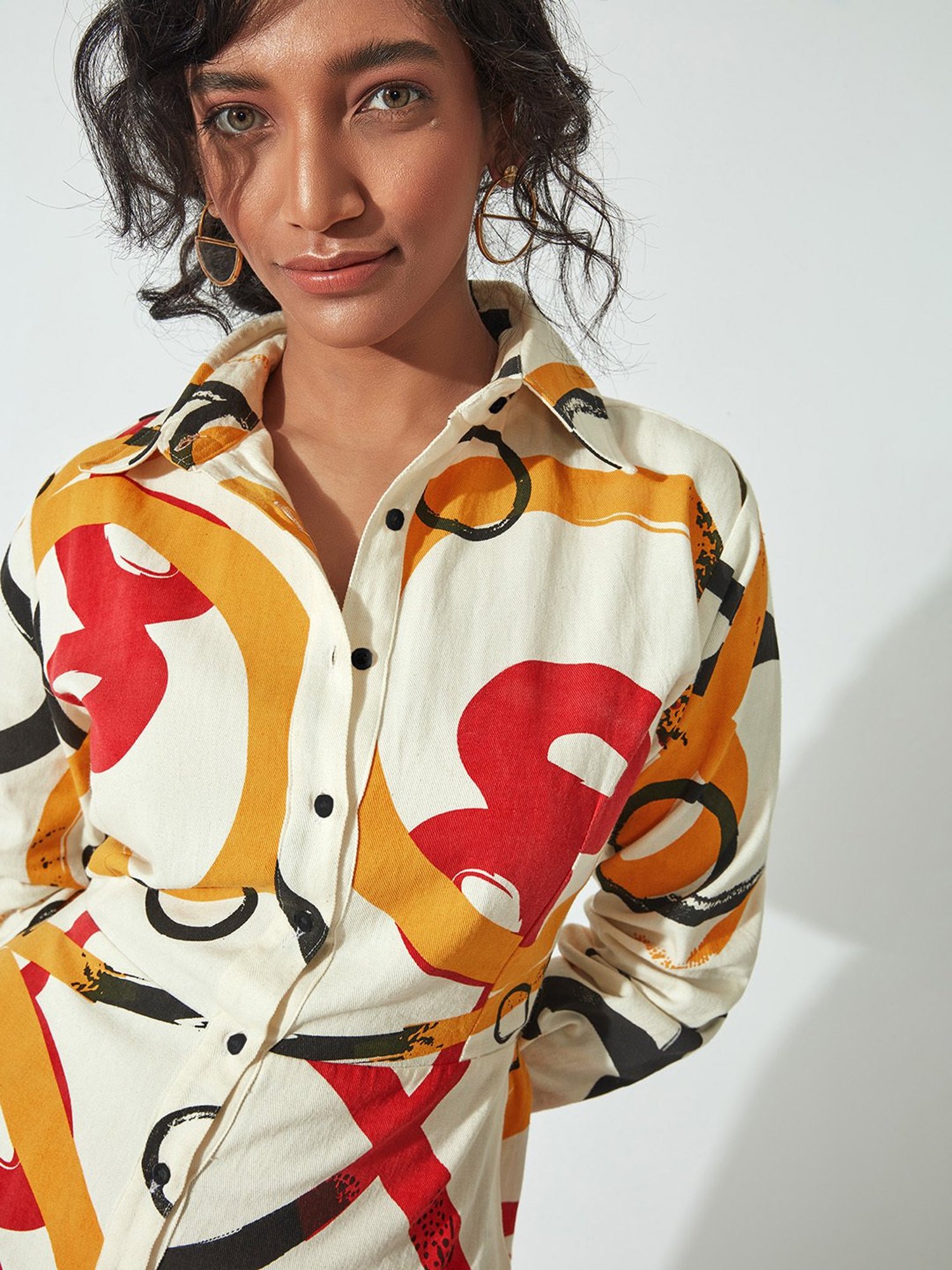 The Label Life White Printed Shirt Dress