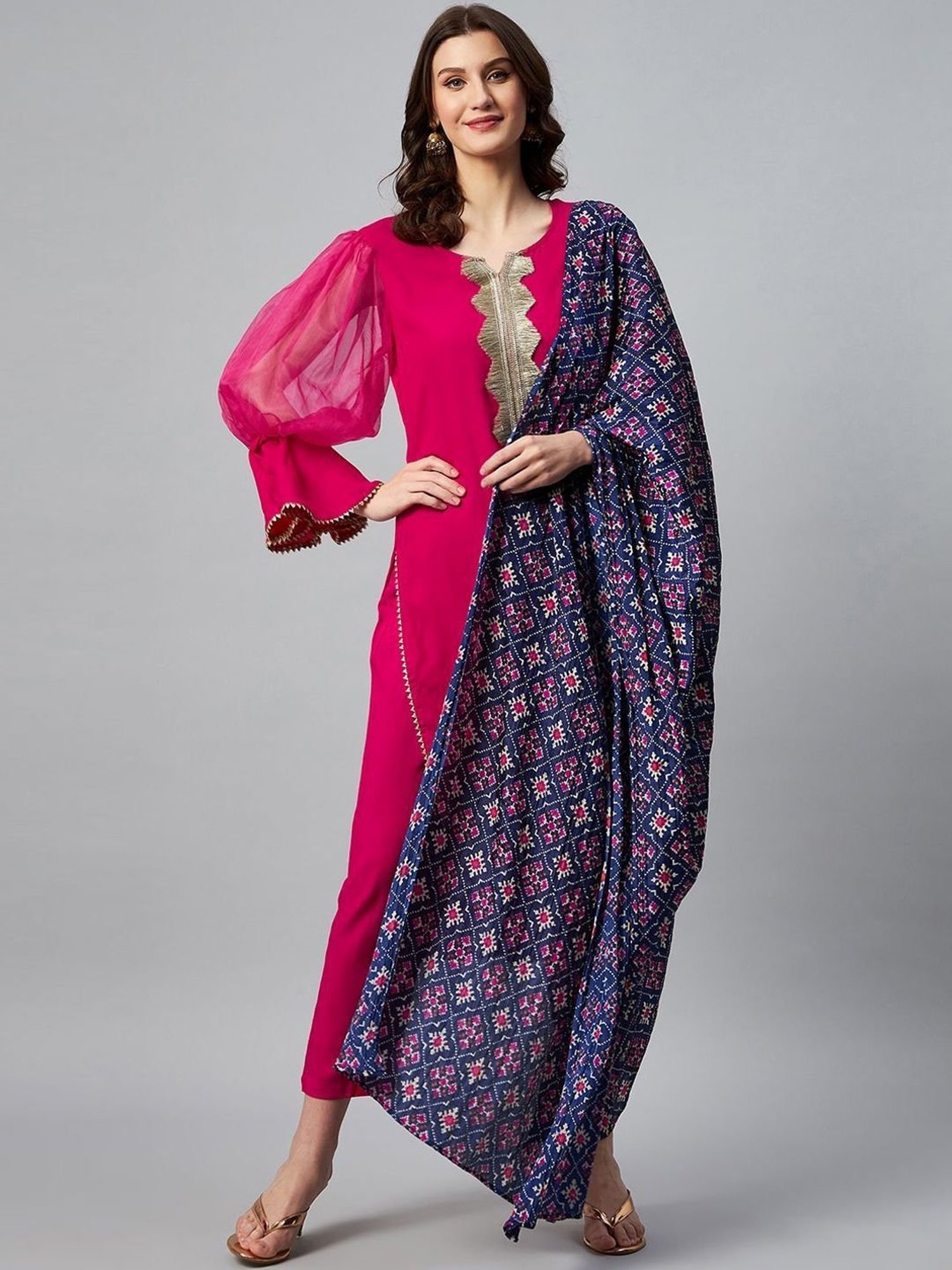 Inweave Blue Printed Dupatta