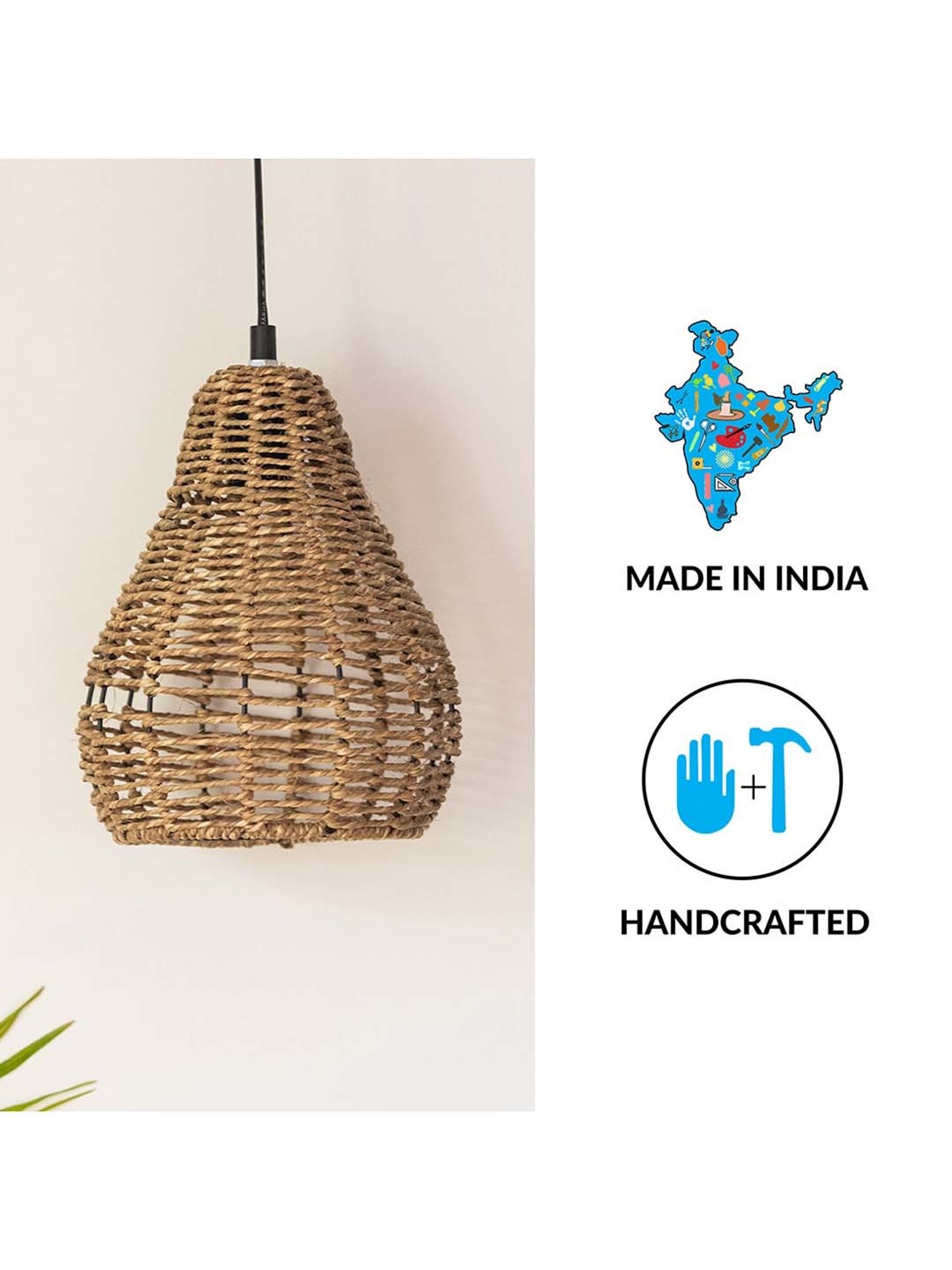 ExclusiveLane Paradise Brown Iron Handwoven Hanging Pendant Lamp