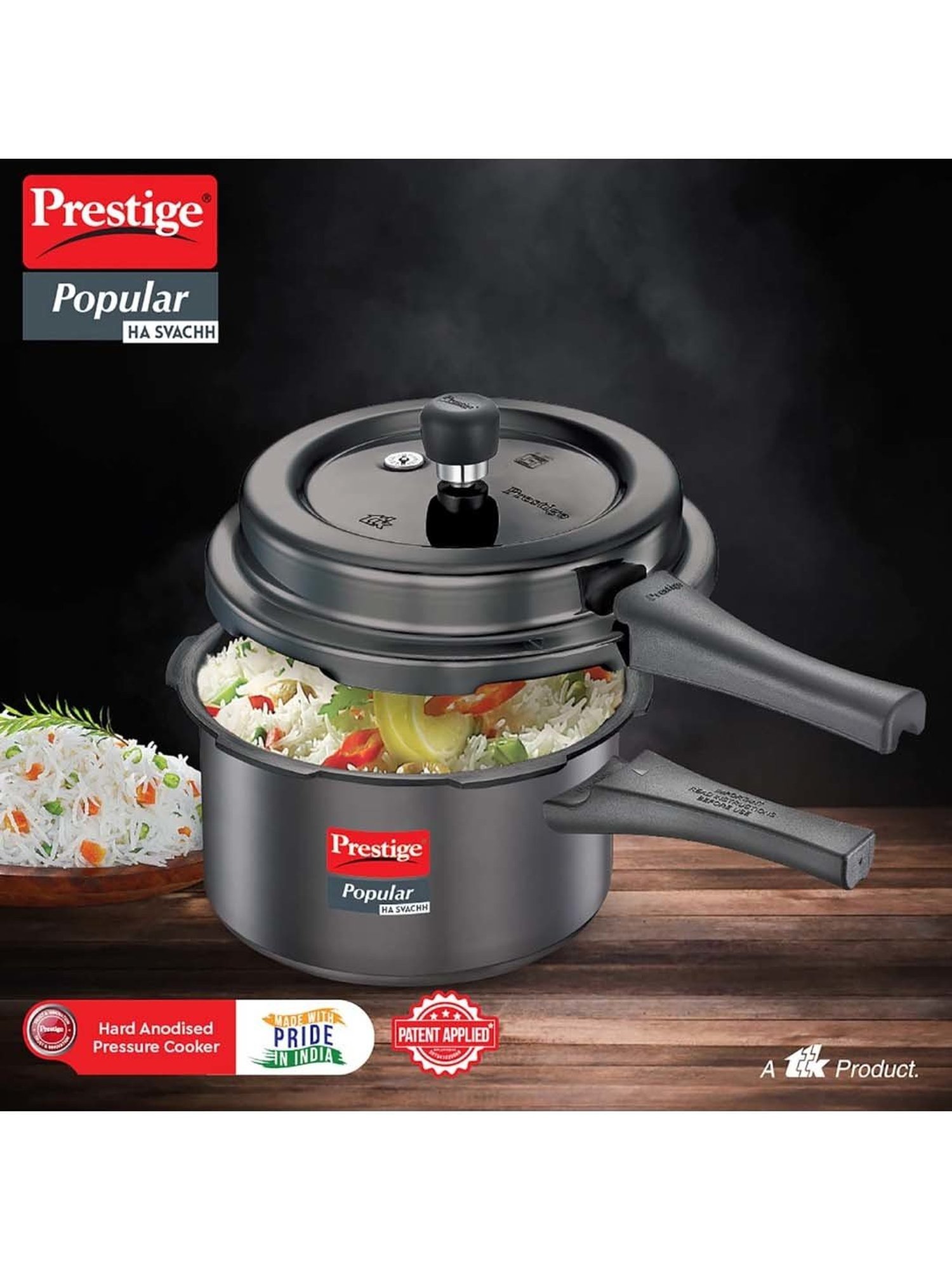 Prestige Black Hard Anodised Popular Svachh Pressure Cooker (3 L)