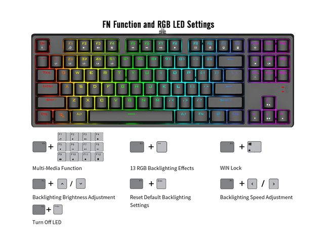 1STPLAYER RGB Gaming Mechanical USB Wired Keyboard DK5.0 Blue Switch Ergonomic 104 Keys NKRO Full Size Customizable Backlight LED Computer Laptop Keyboard for Windows PC Gamers (White)