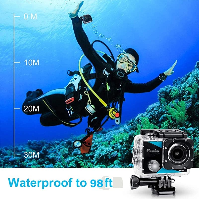 Action Camera 1080P 12MP Waterproof Underwater 98ft Sports Camera 2quot LCD Screen Wide Angle with Mounting Accessories Kit BlackBlue