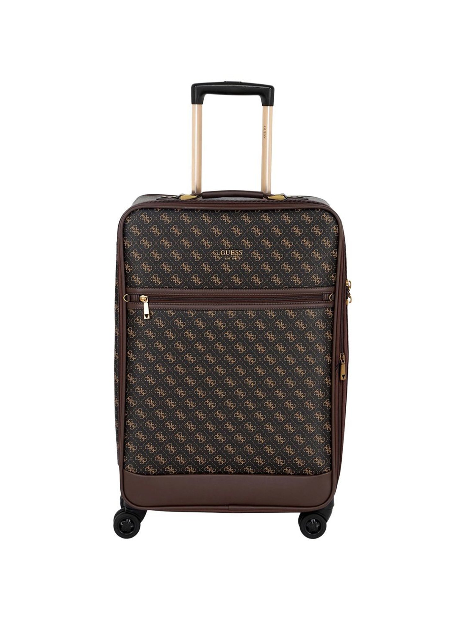 Guess Brown 8 wheels Medium Soft Cabin Trolley Bag