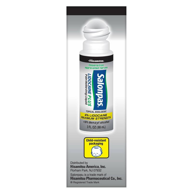 Salonpas Lidocaine Plus Pain Relieving Liquid Roll-on - 3 fl oz