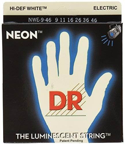 dr strings nwe9/46 dr neon electric guitar strings, light/medium, white