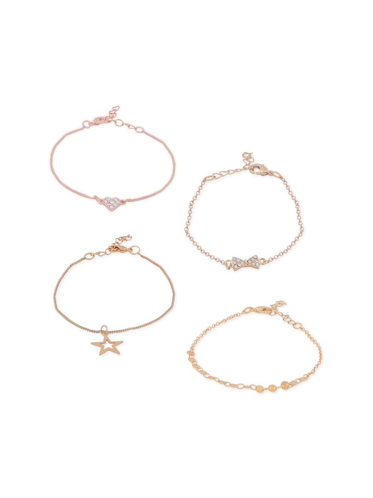 Zaveri Pearls Set Of 4 Gold & Rose Gold Contemporary Bracelets-ZPFK10543