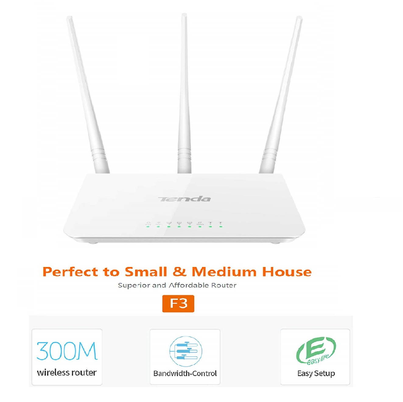 Tenda F3 300Mbps Wireless Wi-Fi Router with High Power