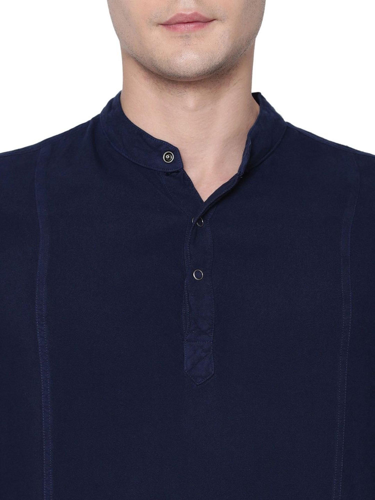 Identiti Blue Tapered Fit Short Kurta