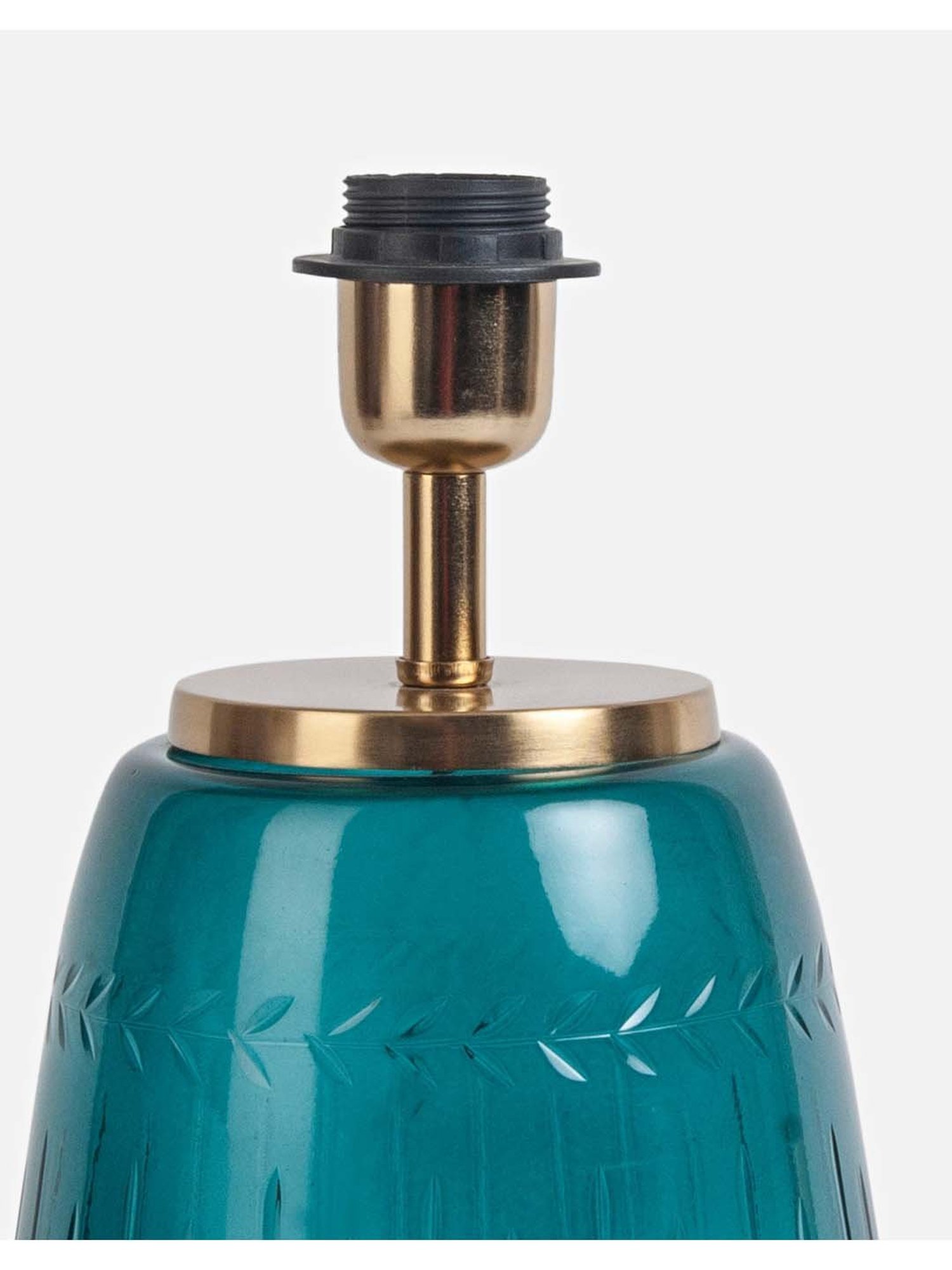 Fabindia Hresa Aqua Wood Table Lamp without Shade - Set of 1