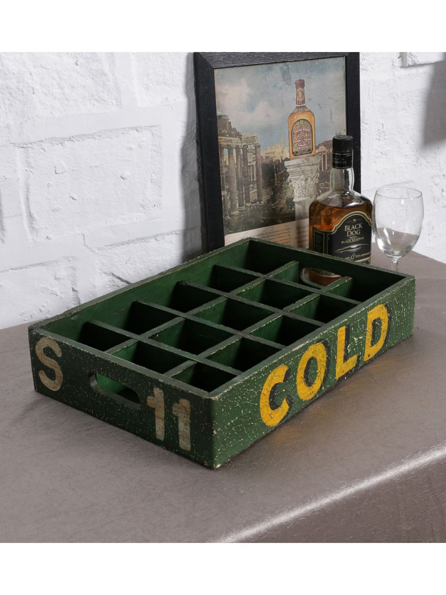 Artisans Rose Green Wood Ace Serve Vintage Crate