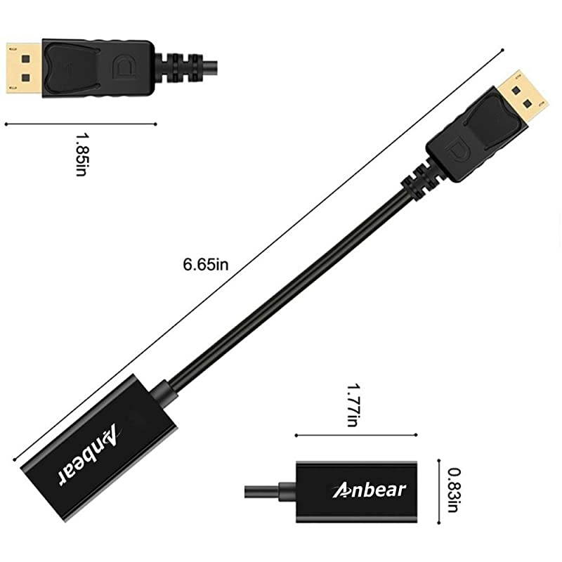 Display Port to HDMI Adapter Displayport to HDMI Adapter CableMale to Female for DisplayPort Enabled Desktops and Laptops to Connect to HDMI Displays Adapter