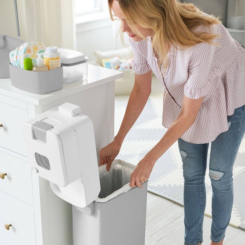 Skip Hop Nursery Style Steel Diaper Pail - Gray/White