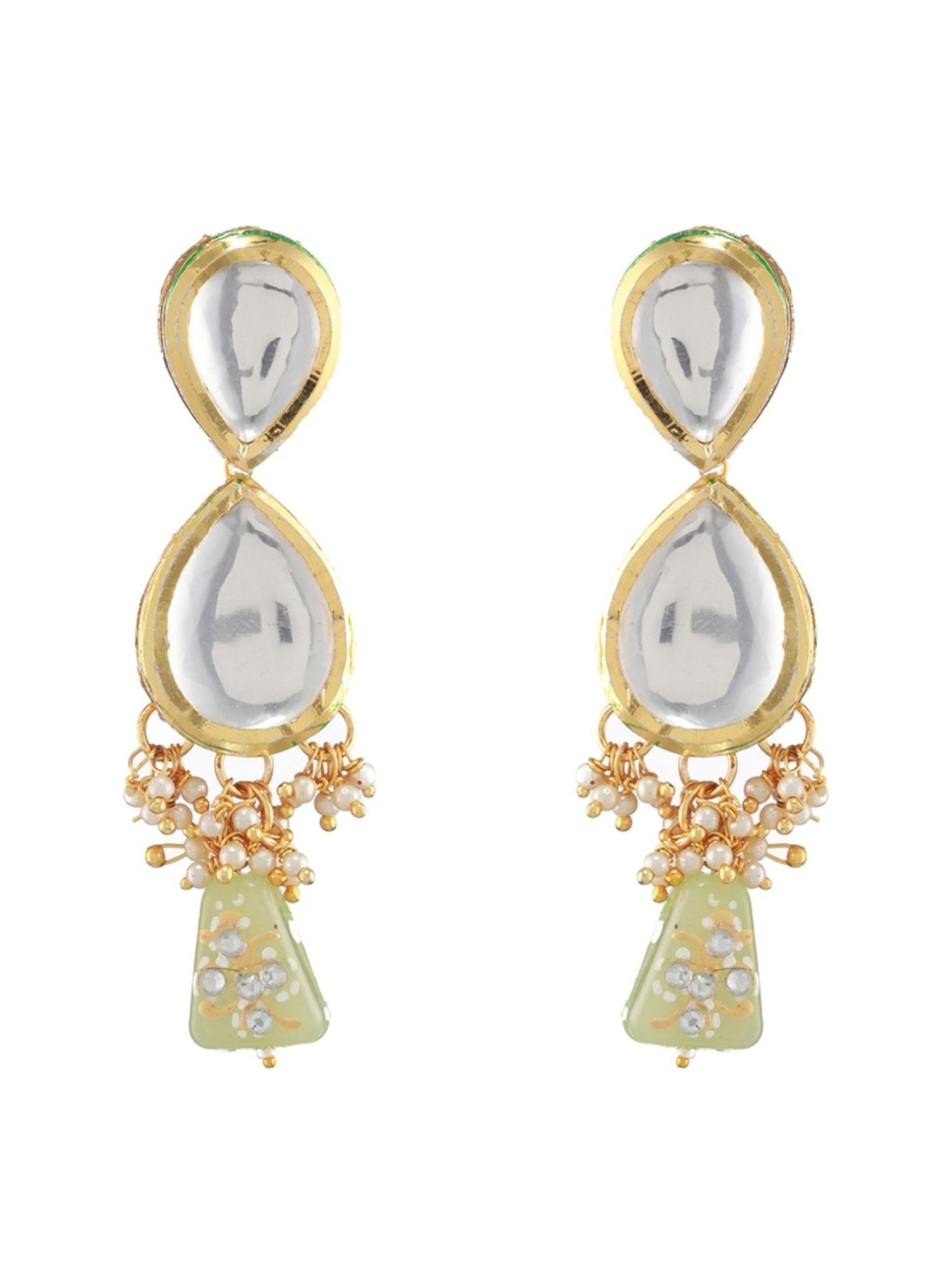 Aatmana Gold-Plated White & Green Choker Necklace Set with Maang Tikka