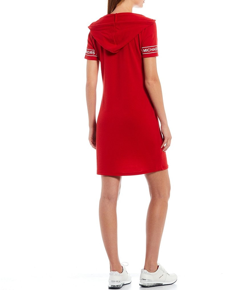 DKNY Luxe Knit Jersey Drape Neck Blouson Midi Dress