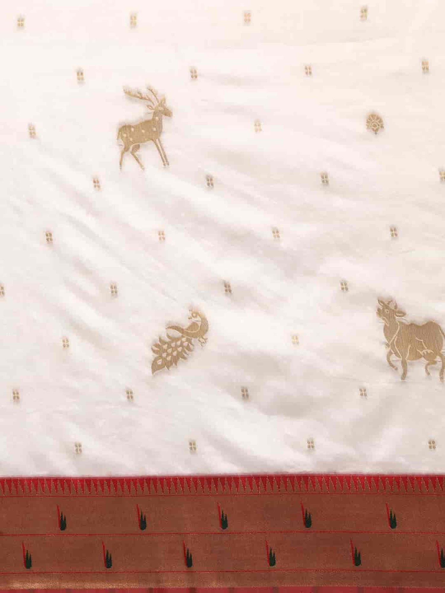 Silk Land White Woven Saree With Unstitched Blouse