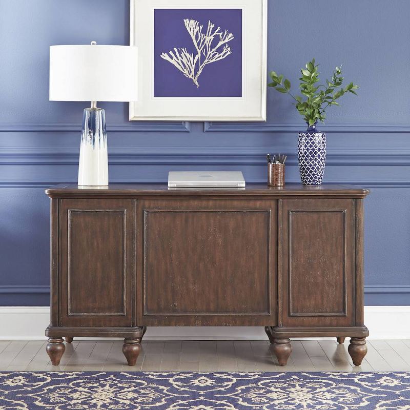 Southport Pedestal Desk Dark Aged Oak - Home Styles