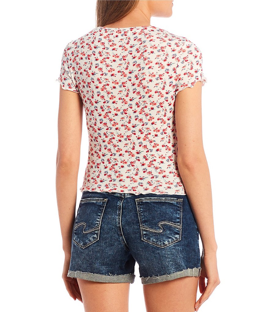 Coco + Jaimeson Short-Sleeve Ditsy Print Ribbed Knit Tee