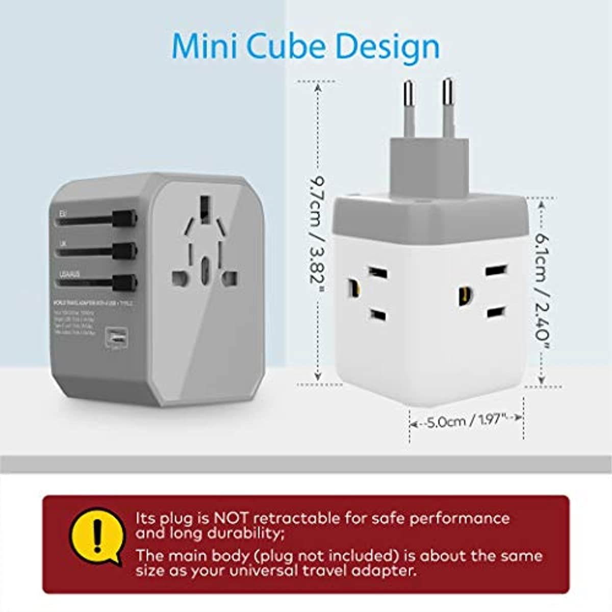 European Plug Adapter, TROND International Travel Power Adaptor for Europe Outlets, 2 USB & 3 American Sockets - US to EU Italy Germany France Iceland Spain Greece (Type C Plug)