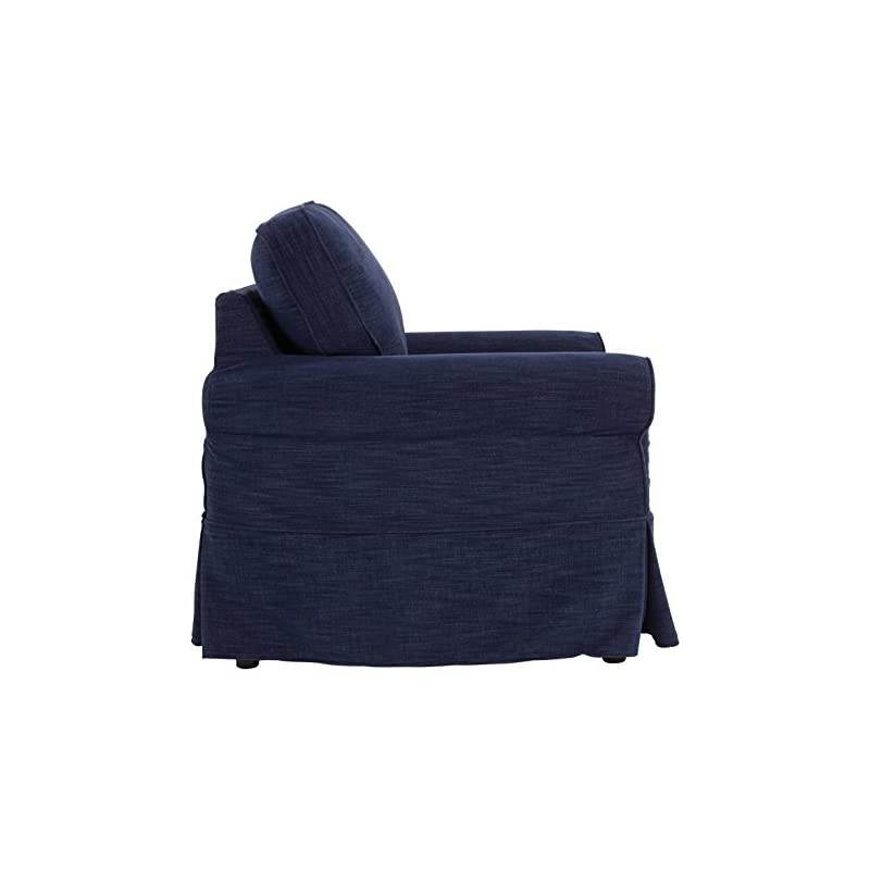 Home Furnishings Ashton Slipcover Round Arm Chair, Navy