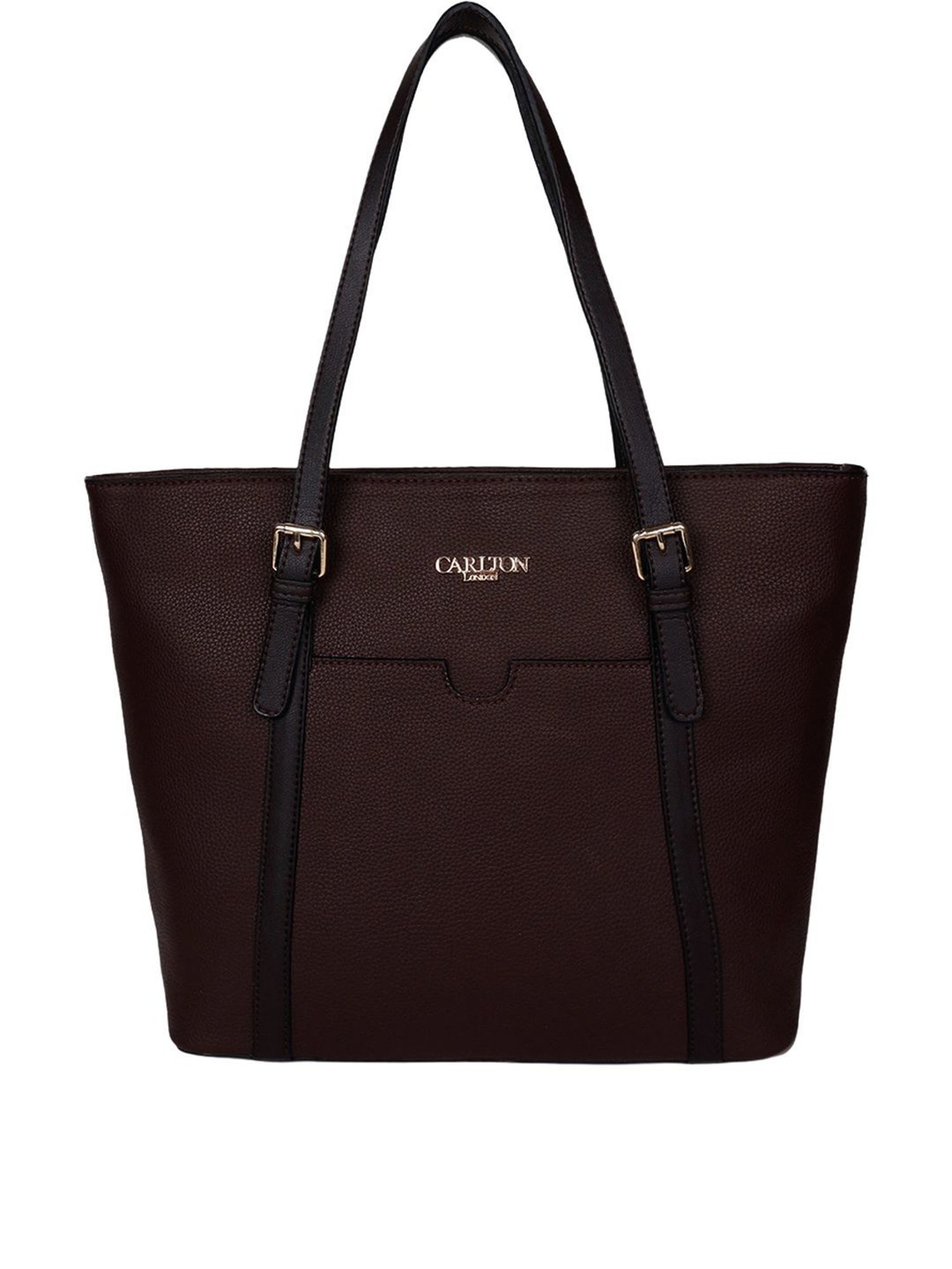 Carlton London Brown Solid Large Tote Handbag