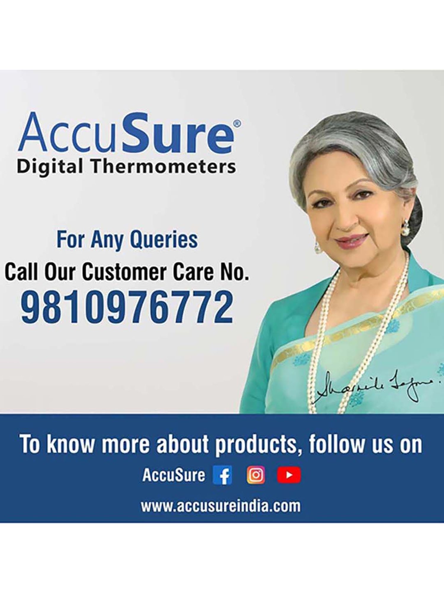 AccuSure MT-32 Waterproof Digital Thermometer (White)