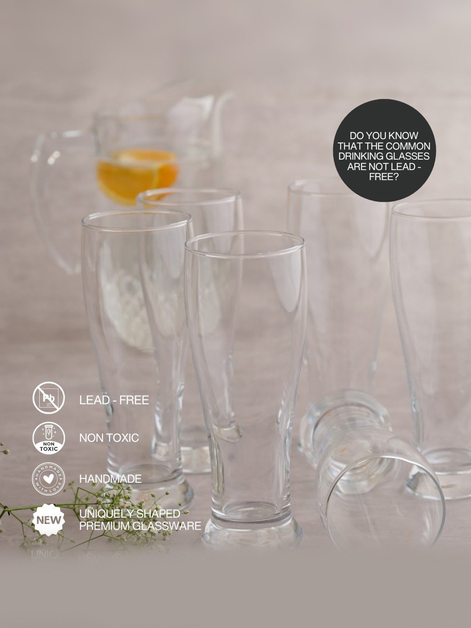 BlackCarrot Beer Glass Set of 6