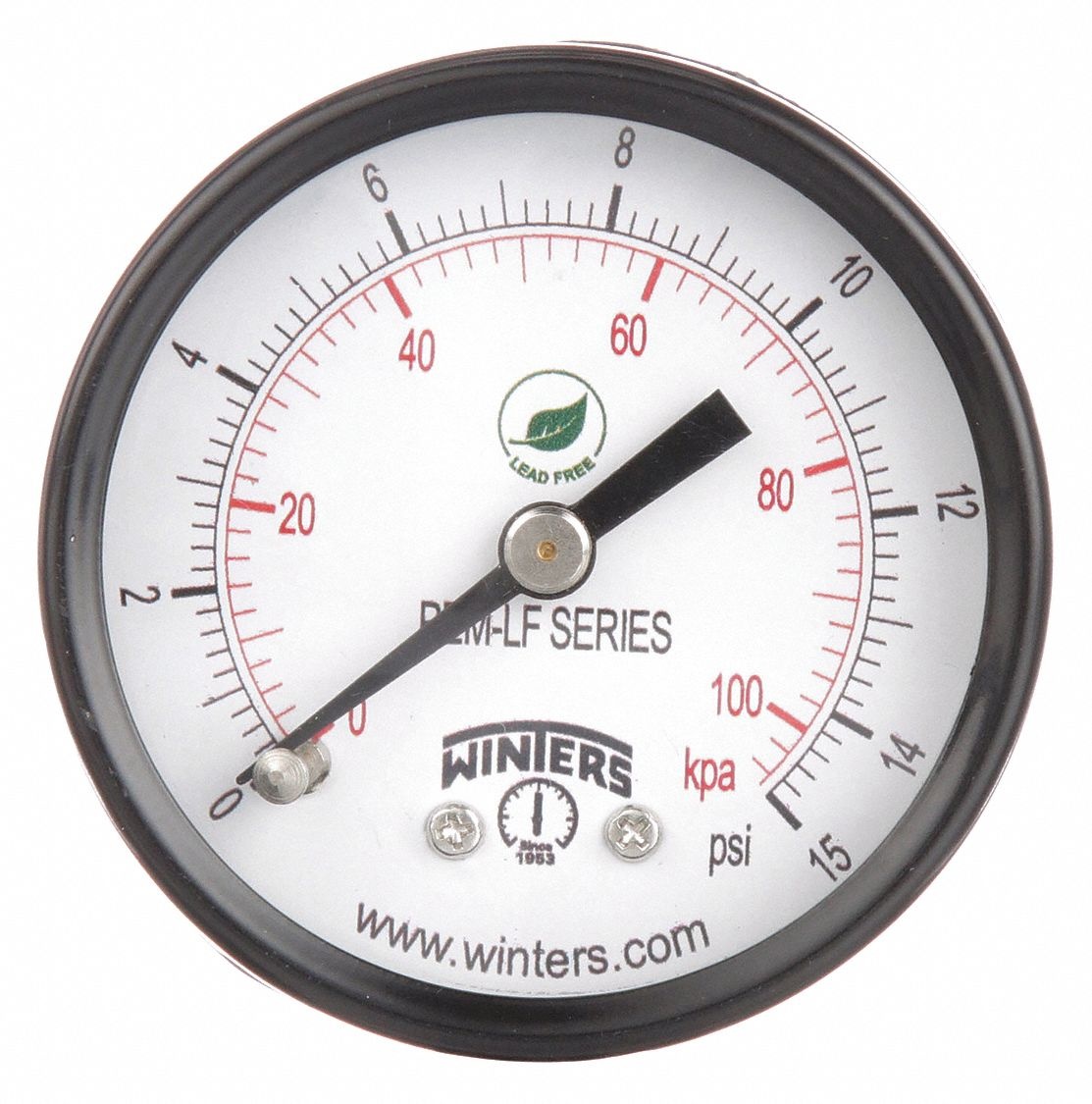Winters 2" Lead Free Pressure Gauge, 0 to 15 psi   PEM1425LF