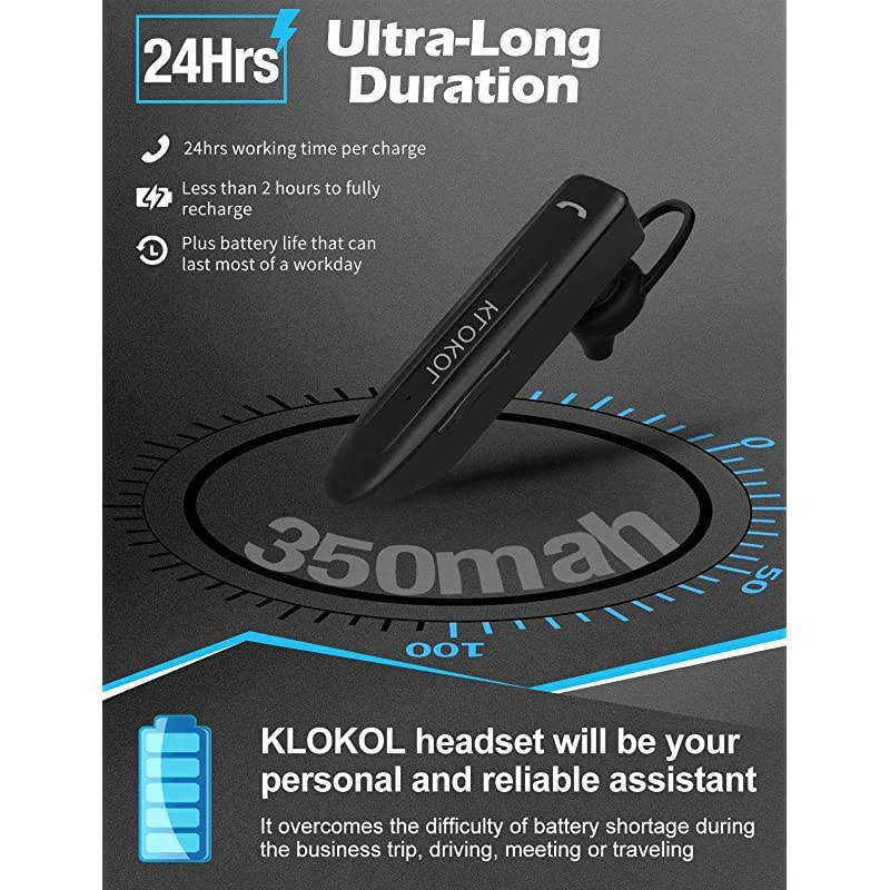 Bluetooth Headset 28Hrs Playtime Wireless Bluetooth Earpiece for Cell Phone Noise Canceling Car Business Earbud Headphone with Mic and Mute Compatible with iPhone Samsung Android