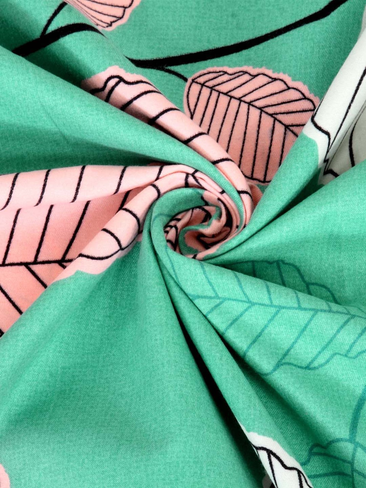 Klotthe Green & Pink Cotton Blend 210 TC Bed Sheets Set