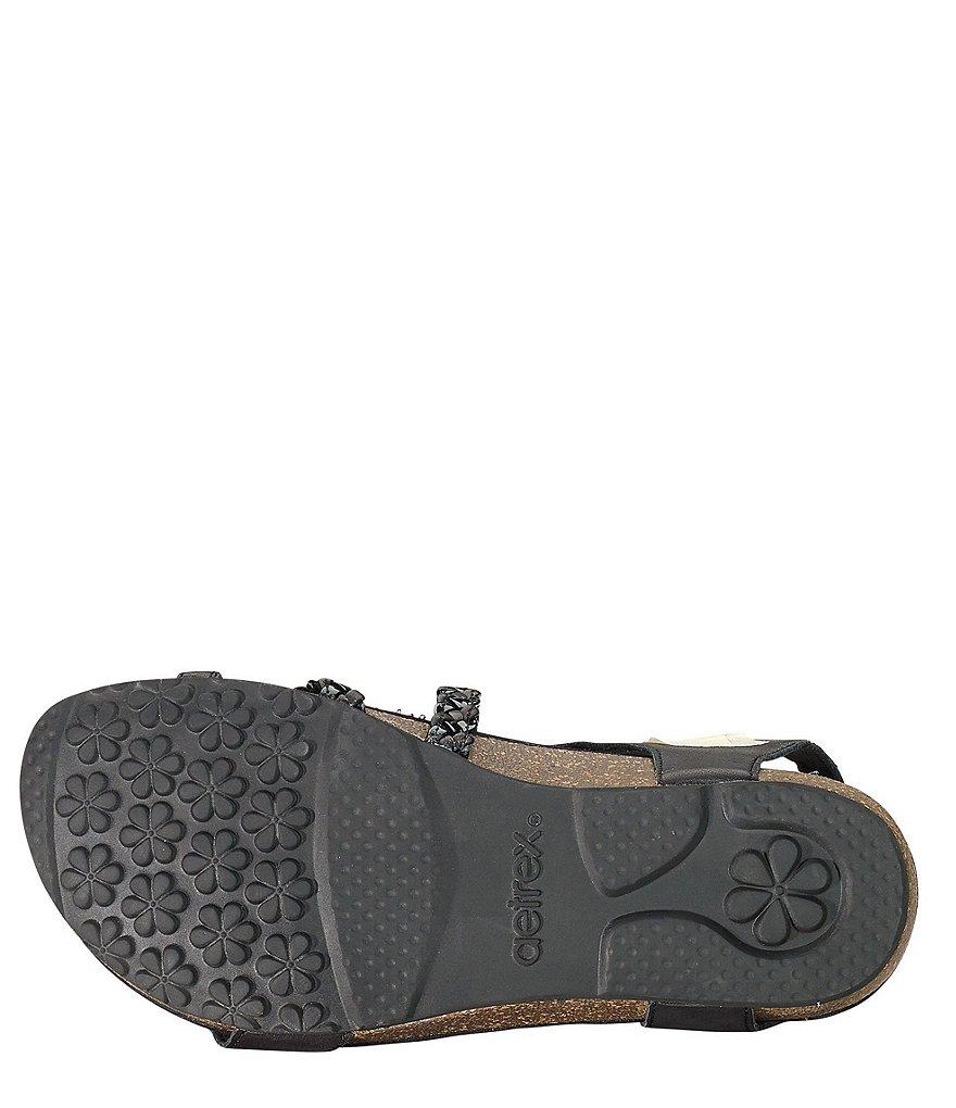 Aetrex Jillian Braided Leather Cork Wedge Sandals