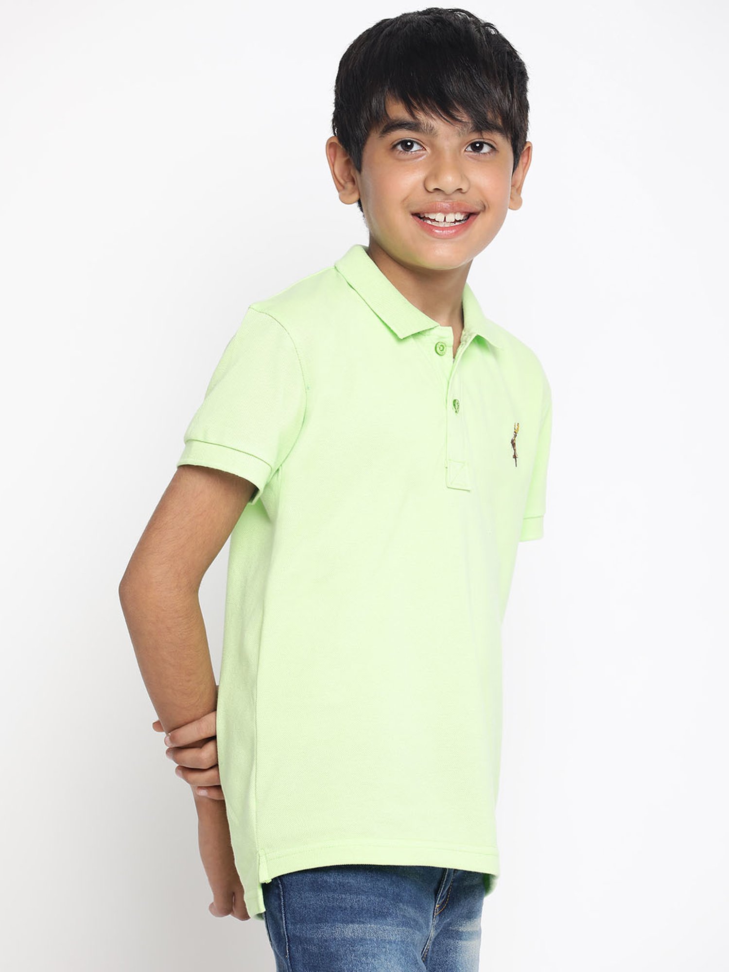 Lil Tomatoes Boys Green Solid Polo T-Shirt