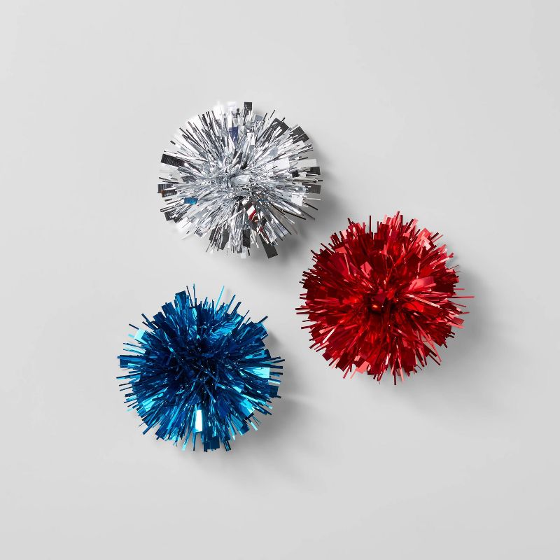 3ct Tinsel Bows Silver/Red/Aqua - Wondershop™