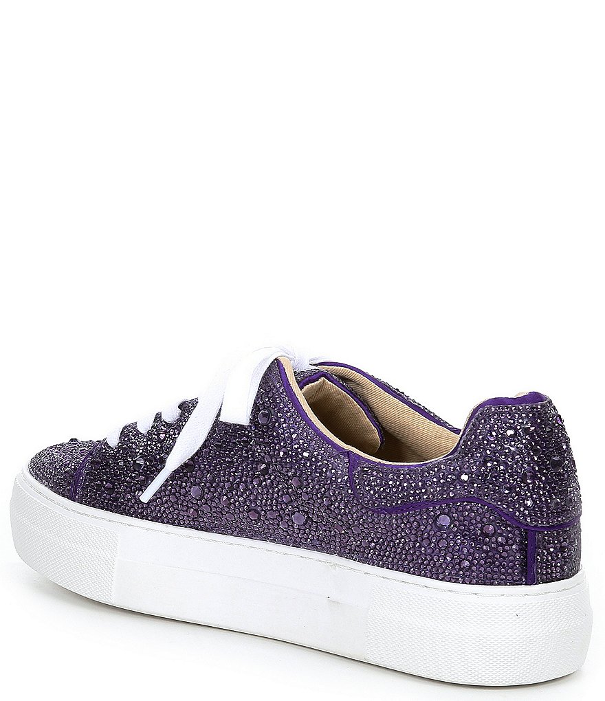 Blue by Betsey Johnson Sidny Rhinestone Embellished Platform Lace-Up Sneakers