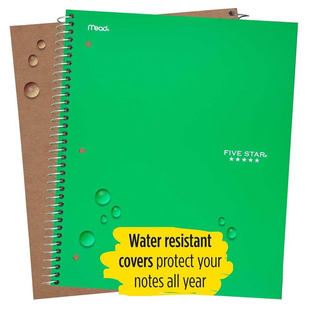 Five Star Spiral Notebooks, 5 Subject, College Ruled Paper, 200 Sheets, 11" x 8-1/2", Green, Purple, 2 Pack (38458)