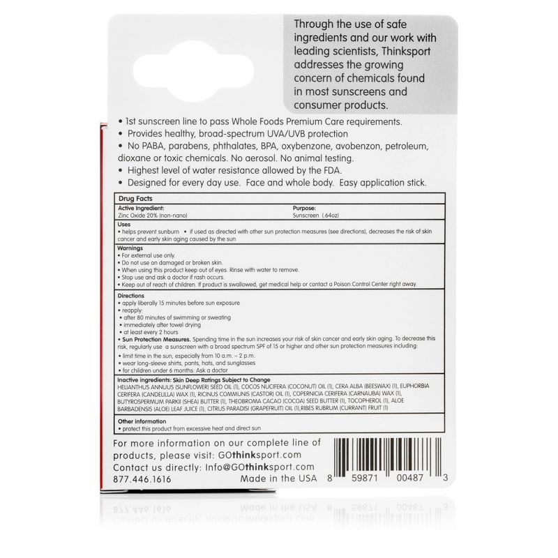 Thinksport Mineral Sunscreen Stick - SPF 30 - 0.64oz