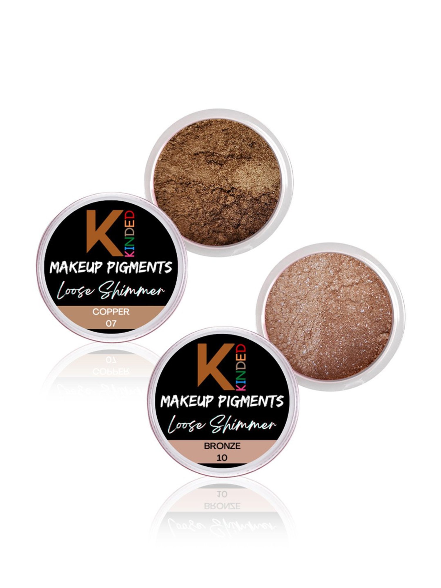 KINDED Makeup Pigments Loose Shimmer Powder Eyeshadow 07 Copper & 10 Bronze Combo