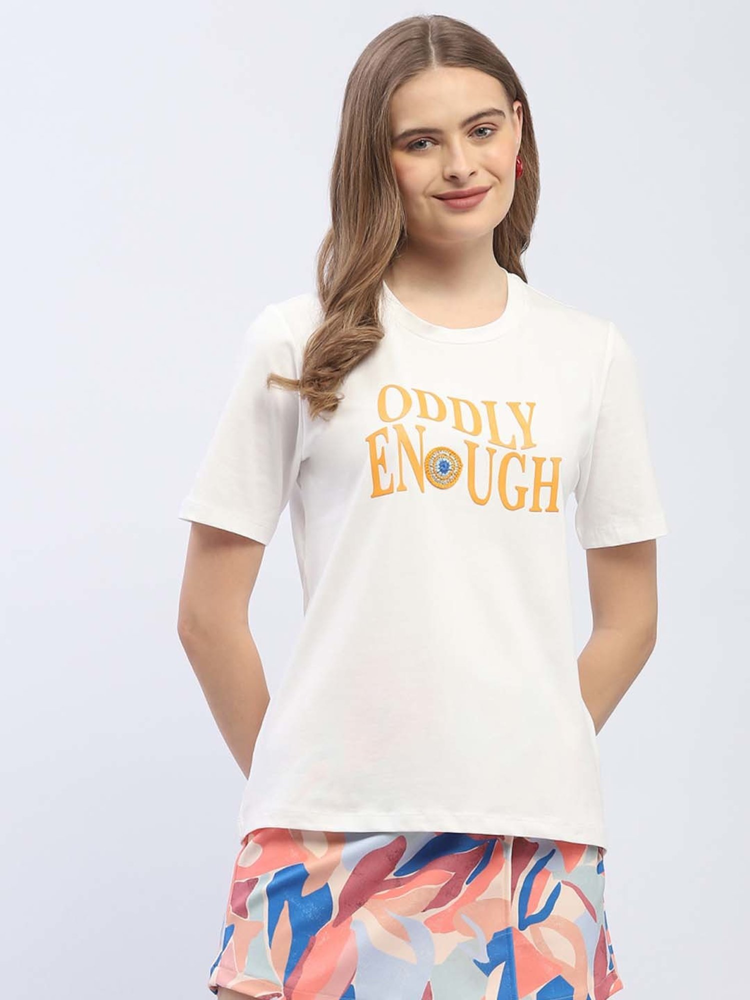 MADAME White Printed T-Shirt