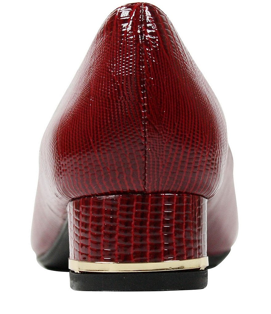 J. Renee Bambalina Lizard Print Patent Leather Block Heel Pumps