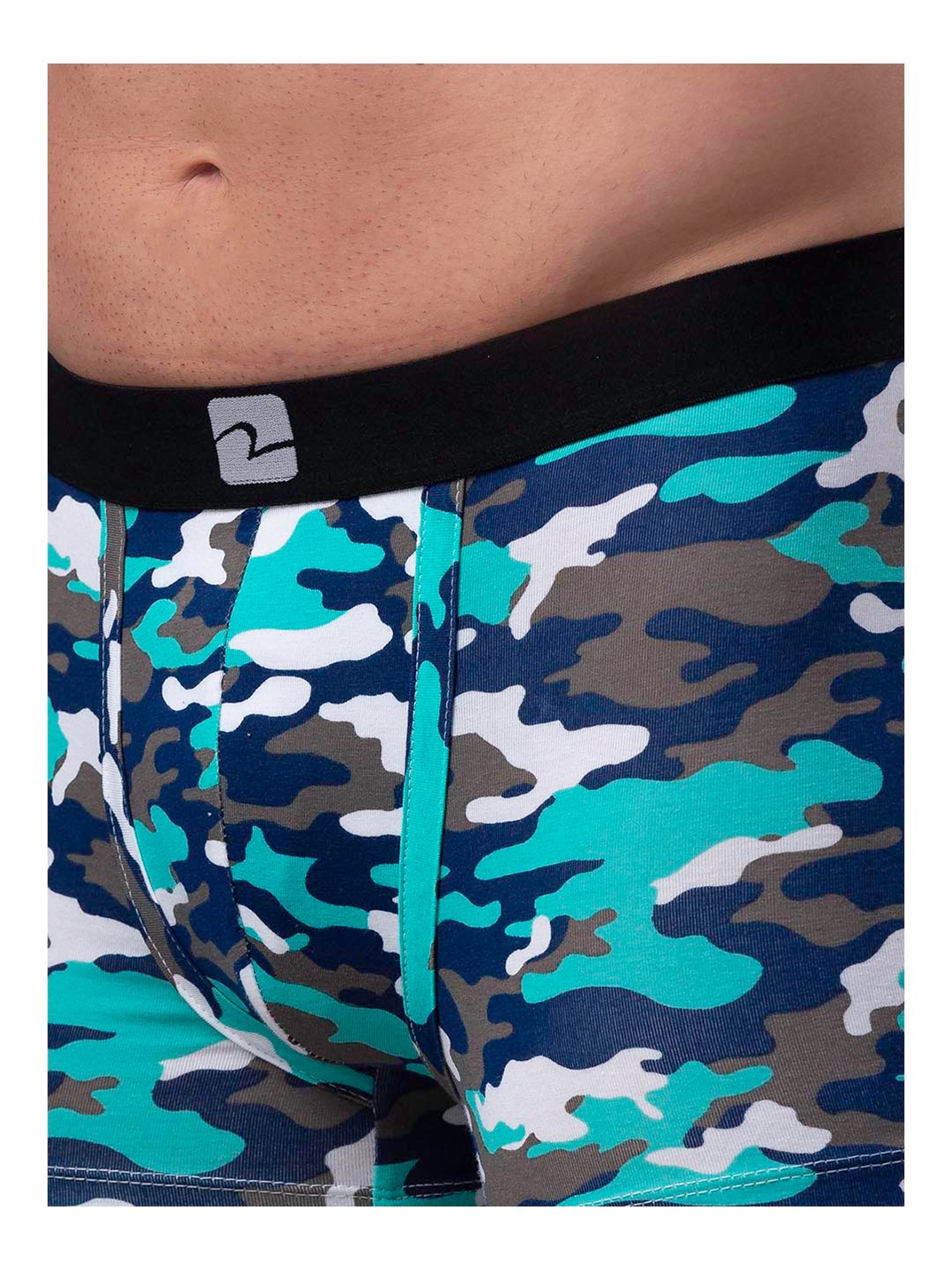 UnderJeans by Spykar Blue & Black Printed Trunks - Pack of 2