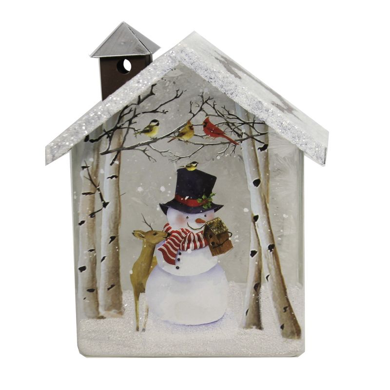 Stony Creek 6.5" Birch & Friends Sm Glass House Snowman Deer Bunny  -  Novelty Sculpture Lights