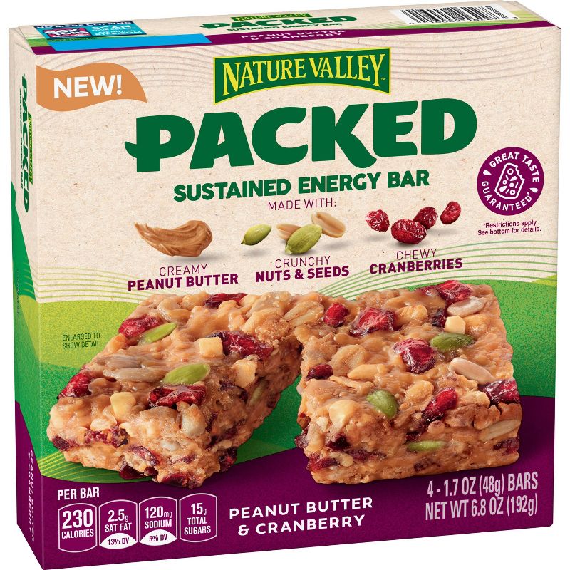 Nature Valley Packed Sustained Energy Bar Peanut Butter & Cranberry - 6.8oz