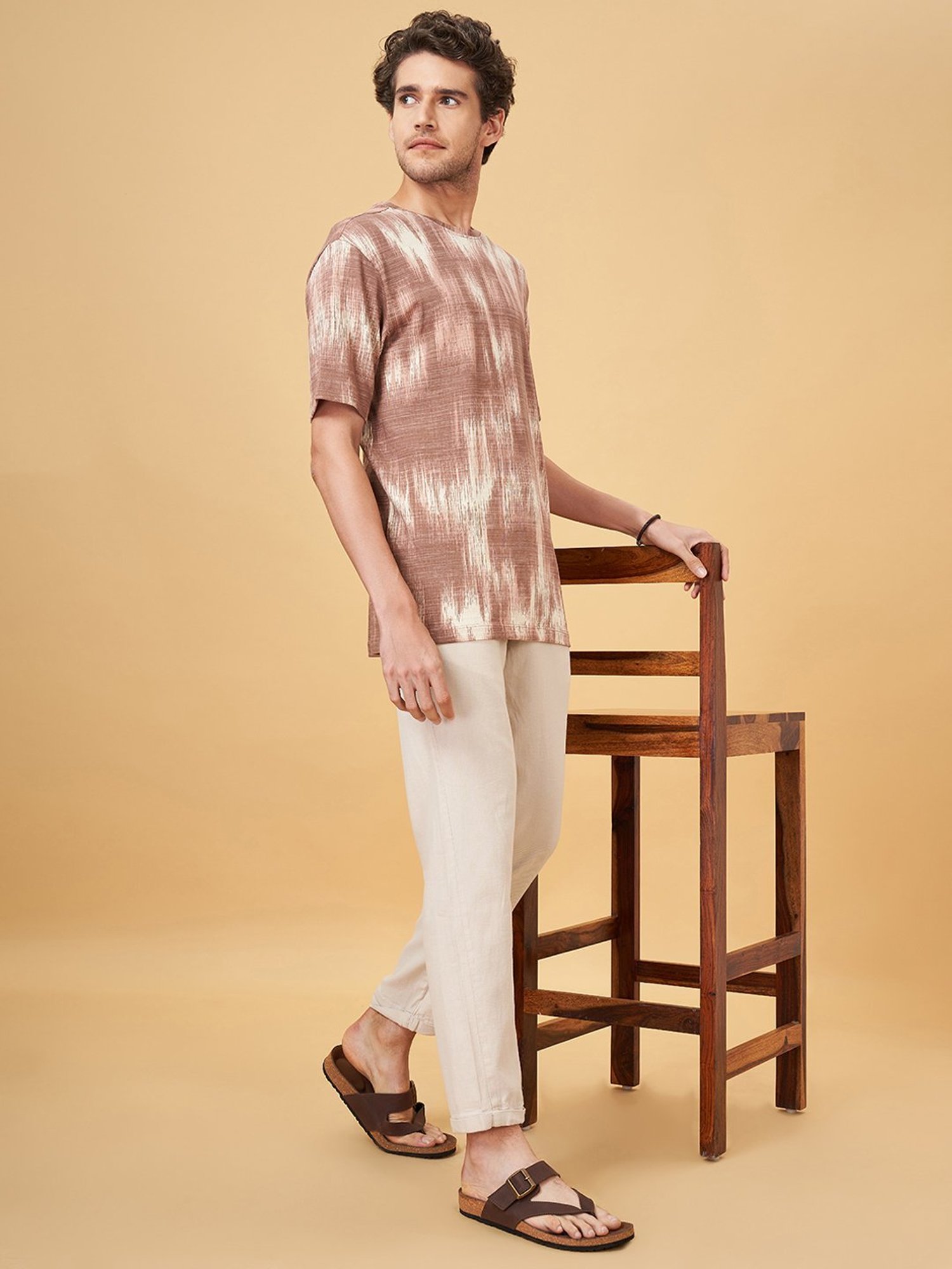 7 Alt By Pantaloons Whitecap Gray Cotton Relaxed Fit Printed T-Shirt