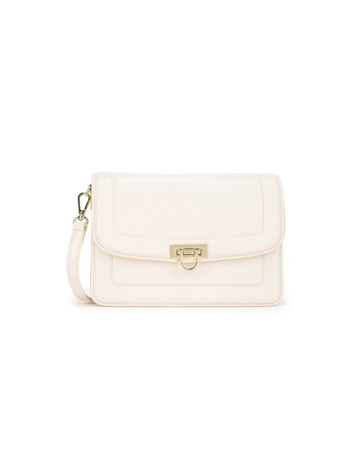 Tyra Dahlia Beige Solid Faux Leather Sling Handbag