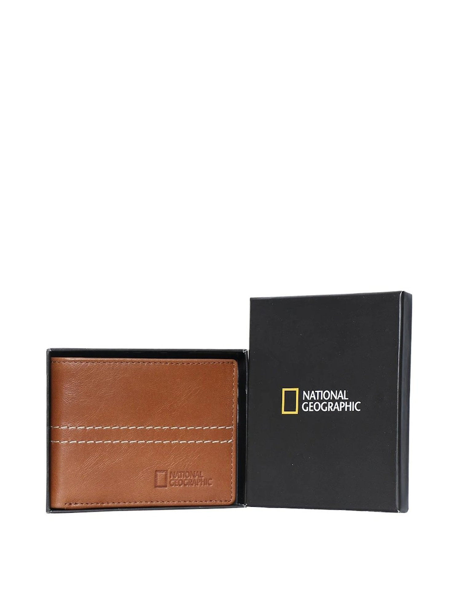 National Geographic Tan Solid Rfid Bi-Fold Wallet for Men