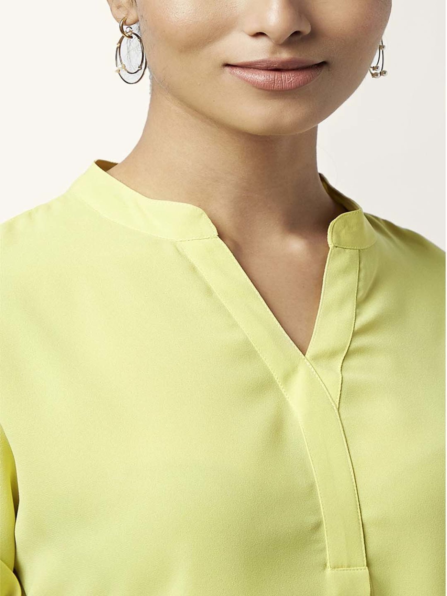 Annabelle by Pantaloons Lime Yellow Regular Fit Top