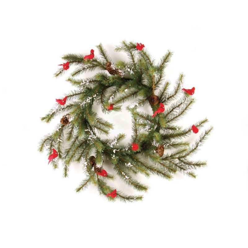 Napa Home and Garden 24" Unlit Snowy Cardinal Pine Artificial Christmas Wreath