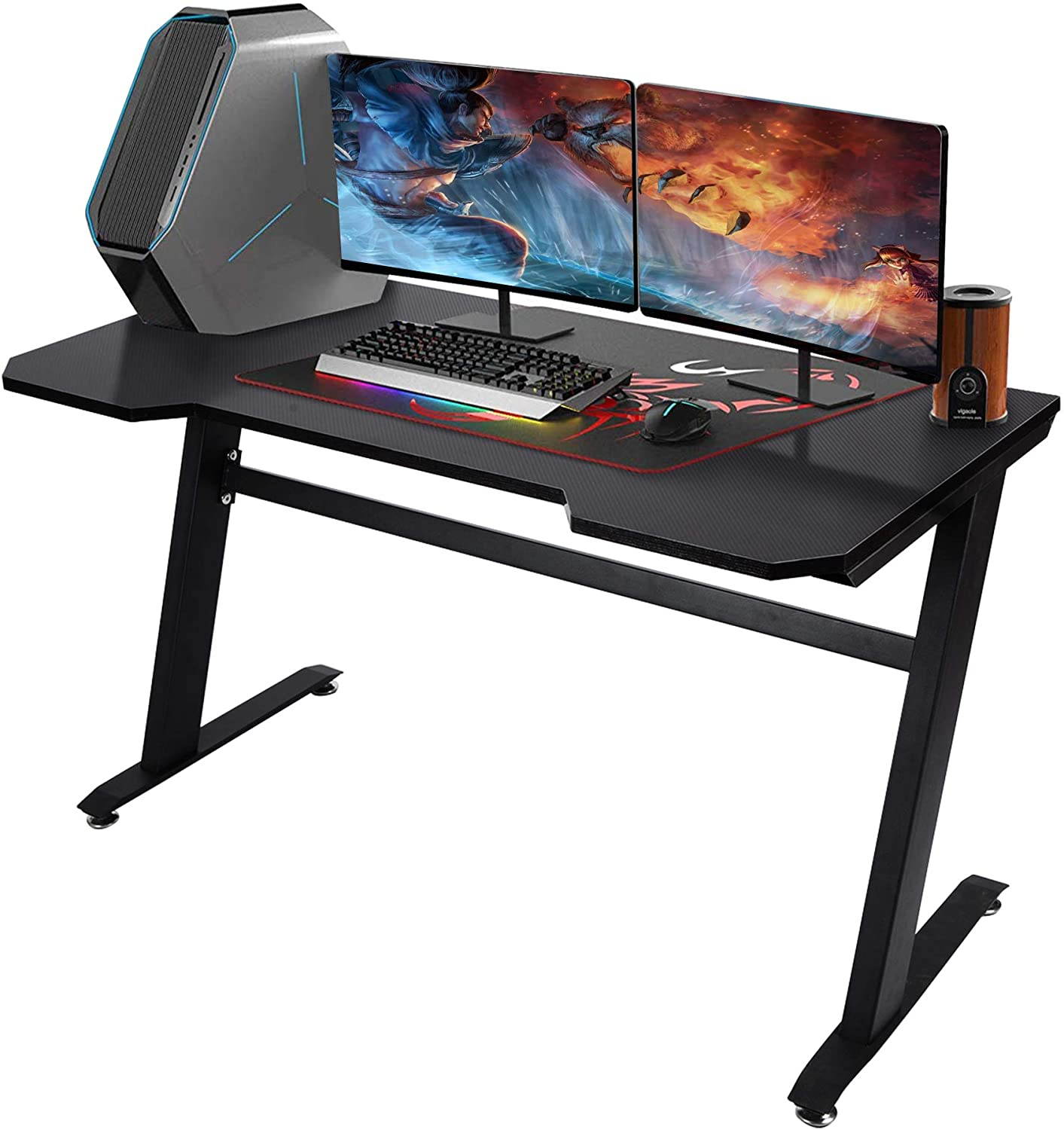 47" Z-Shape Gaming Desk Gamer Desk Writing Table Home Office Desk Computer Table E-Sports Desk Gamer Workstation Of Thicker Steel With 2 Cable Management Holes Adult Ceremony Gift Waterproof Desk