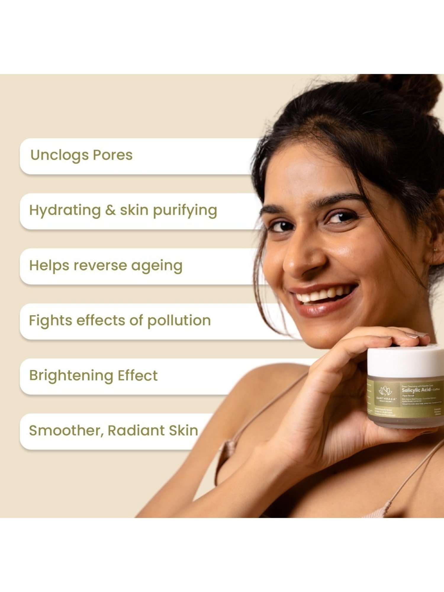 Earthraga Deep Cleansing with Gentle Care Salicylic Acid + Coffee Face Scrub - 100 ml